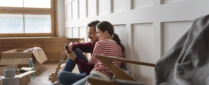 Young couple moving into new home